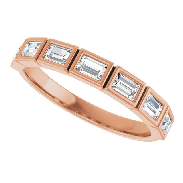10K Gold Straight Baguette Lab-Grown Diamond Bezel-Set Anniversary Band – 1/2–3/4 CTW - Rose Gold - view 5
