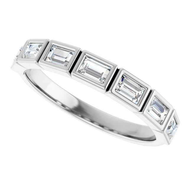 10K Gold Straight Baguette Lab-Grown Diamond Bezel-Set Anniversary Band – 1/2–3/4 CTW - White Gold - view 5