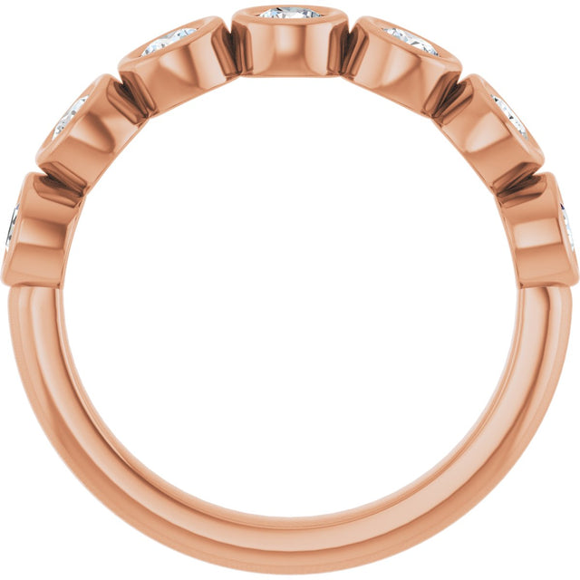 10K Gold Round Lab-Grown Diamond Bezel-Set Anniversary Band – 1/4–7/8 CTW - Rose Gold - view 2