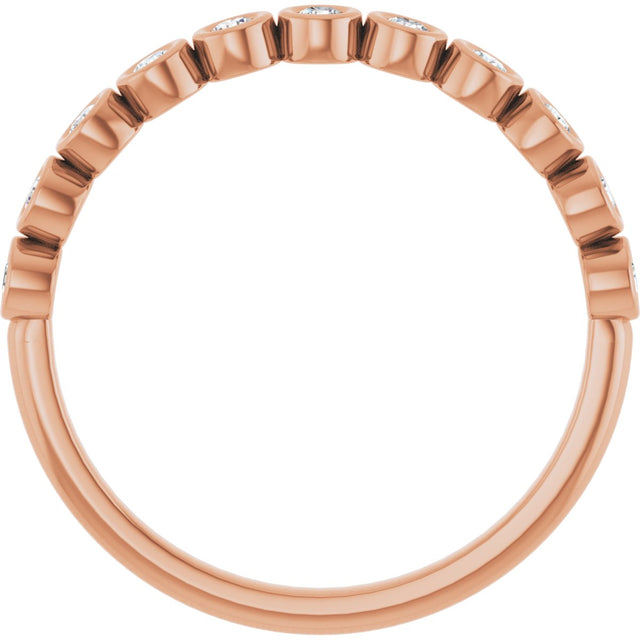 10K Gold Round Lab-Grown Diamond Bezel-Set Anniversary Band – .08–1/5 CTW - Rose Gold - view 2