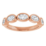 10K Gold Oval Natural Diamond Bezel-Set Anniversary Band – 1 1/3 CTW - Rose Gold - view 3