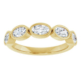 10K Gold Oval Lab-Grown Diamond Bezel-Set Anniversary Band – 1 CTW - Yellow Gold - view 3