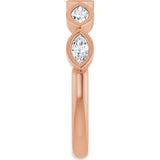 14K Gold Marquise Natural Diamond Bezel-Set Anniversary Band – 1/3–5/8 CTW - Rose Gold - view 4
