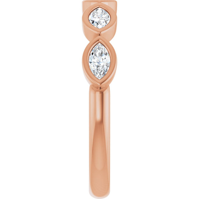 14K Gold Marquise Lab-Grown Diamond Bezel-Set Anniversary Band – 4.3x2.25 mm Stones - Rose Gold - view 4