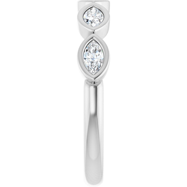 Platinum Marquise Lab-Grown Diamond Bezel-Set Anniversary Band – 4.3x2.25 mm Stones - view 4