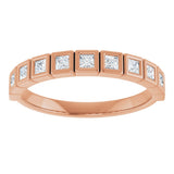14K Gold Round Lab-Grown Diamond Bezel-Set Anniversary Band – .08–1/5 CTW - Rose Gold - view 3