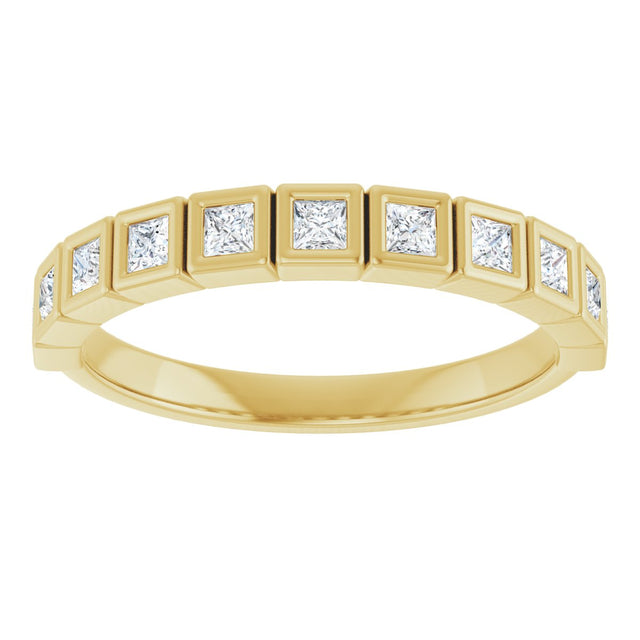 14K Gold Round Lab-Grown Diamond Bezel-Set Anniversary Band – .08–1/5 CTW - Yellow Gold - view 3