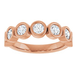 10K Gold Round Lab-Grown Diamond Bezel-Set Anniversary Band – 1–1 1/3 CTW - Rose Gold - view 3