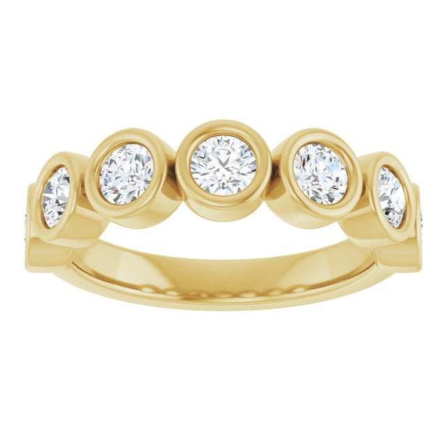 10K Gold Round Lab-Grown Diamond Bezel-Set Anniversary Band – 1–1 1/3 CTW - Yellow Gold - view 3