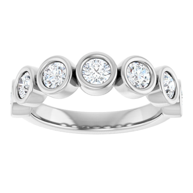 Platinum Round Lab-Grown Diamond Bezel-Set Anniversary Band – .08–1 1/3 CTW - view 3