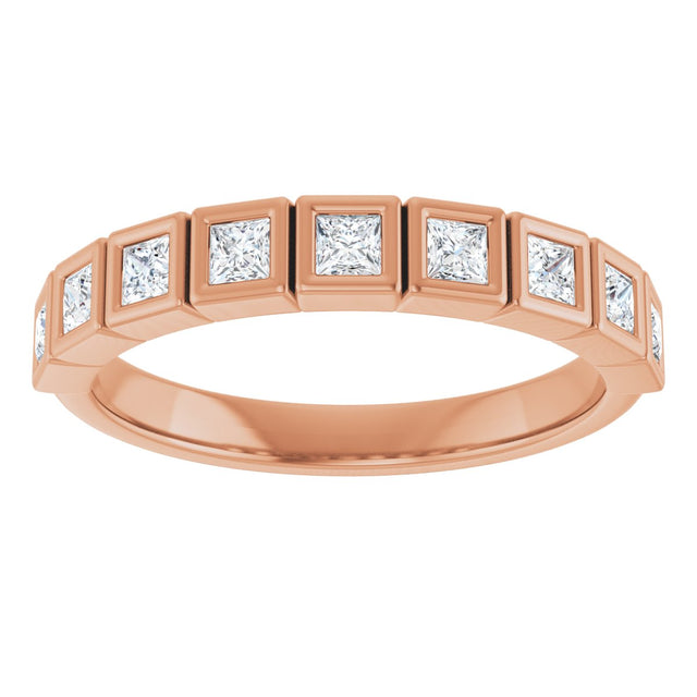 10K Gold Square Lab-Grown Diamond Bezel-Set Anniversary Band – 3/4–2 CTW - Rose Gold - view 3