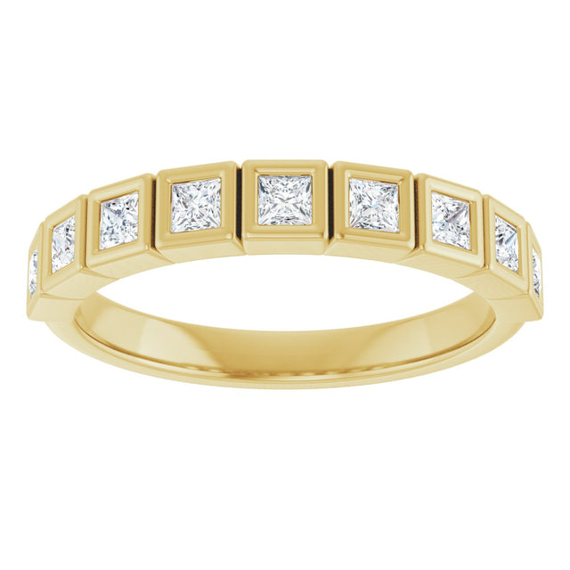 10K Gold Square Natural Diamond Bezel-Set Anniversary Band – 1/6–3/4 CTW - Yellow Gold - view 3