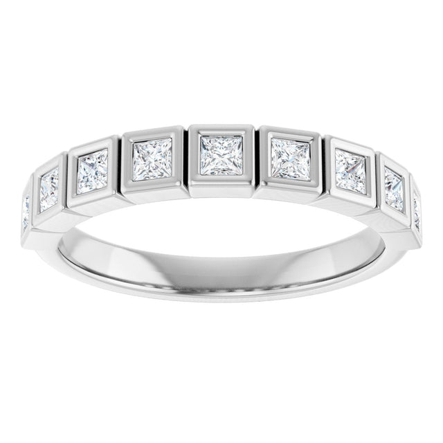 10K Gold Square Lab-Grown Diamond Bezel-Set Anniversary Band – 1/5–5/8 CTW - White Gold - view 3