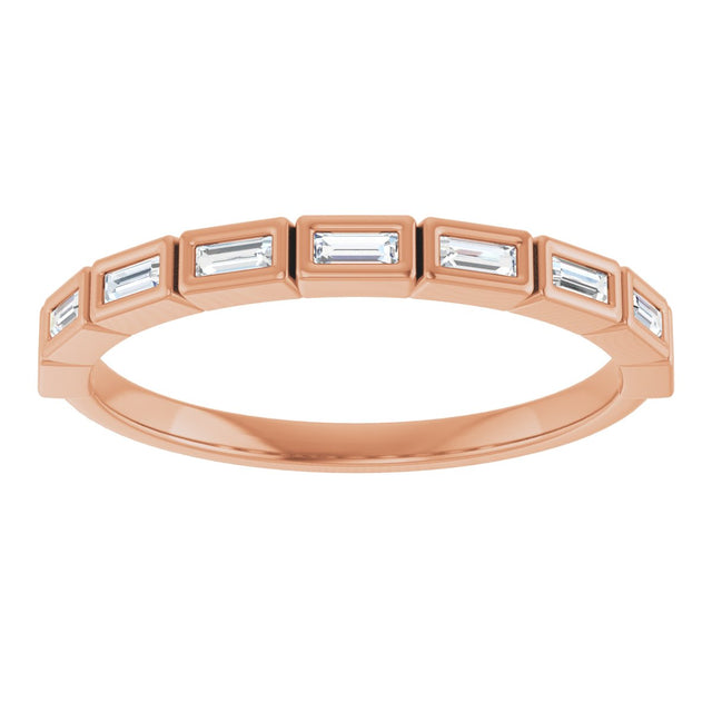 10K Gold Straight Baguette Lab-Grown Diamond Bezel-Set Anniversary Band – 1/6–3/8 CTW - Rose Gold - view 3