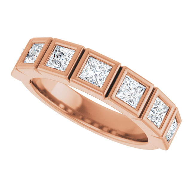 10K Gold Square Natural Diamond Bezel-Set Anniversary Band – 9/10–2 3/4 CTW - Rose Gold - view 5
