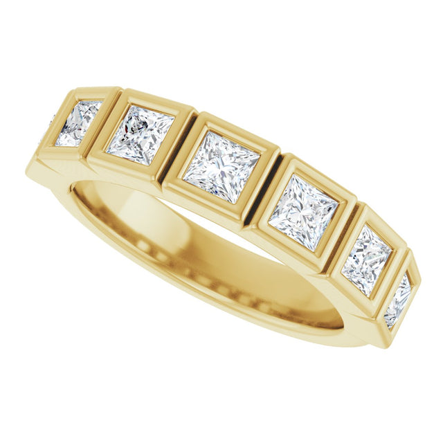 10K Gold Square Natural Diamond Bezel-Set Anniversary Band – 9/10–2 3/4 CTW - Yellow Gold - view 5