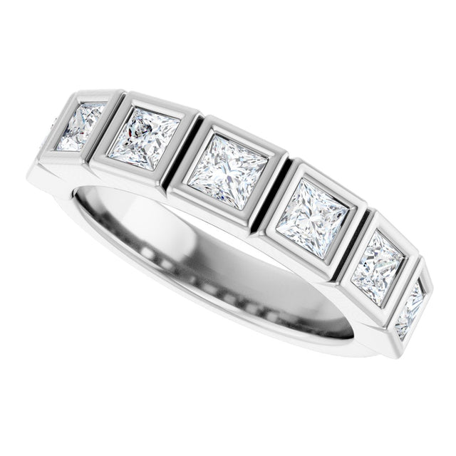 Platinum Square Natural Diamond Bezel-Set Anniversary Band – 1/6–2 3/4 CTW - view 5