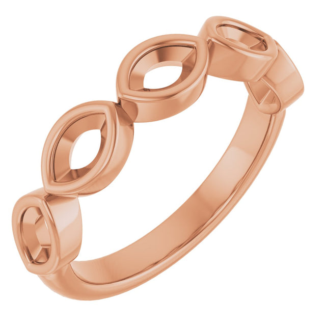 14K Gold Marquise Lab-Grown Diamond Bezel-Set Anniversary Band – 5x3 mm Stones - Rose Gold