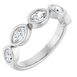 Platinum Marquise Lab-Grown Diamond Bezel-Set Anniversary Band – 5x3 mm Stones - view 2