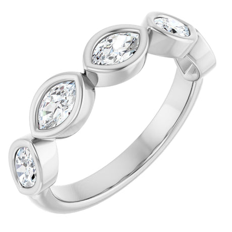 Platinum Marquise Lab-Grown Diamond Bezel-Set Anniversary Band – 5x3 mm Stones - view 2