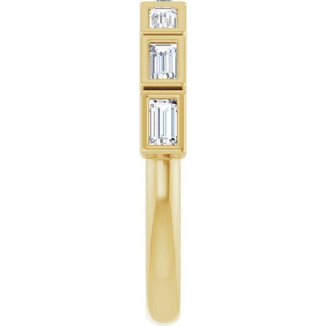 14K Gold Straight Baguette Lab-Grown Diamond Bezel-Set Anniversary Band – 1/6–3/8 CTW - Yellow Gold - view 4