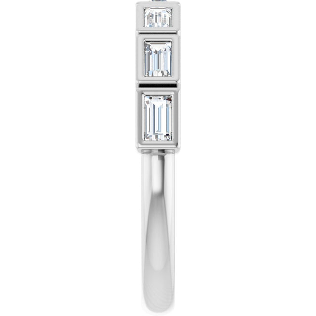 10K Gold Straight Baguette Lab-Grown Diamond Bezel-Set Anniversary Band – 1/6–3/8 CTW - White Gold - view 4