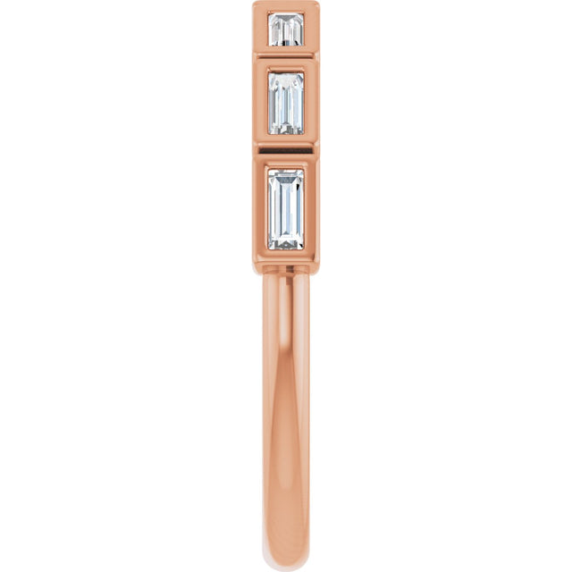 10K Gold Straight Baguette Natural Diamond Bezel-Set Anniversary Band – 1/6–3/8 CTW - Rose Gold - view 4