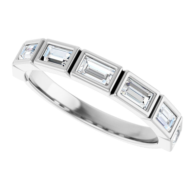 Platinum Straight Baguette Natural Diamond Bezel-Set Anniversary Band – 1/6–3/4 CTW - view 5