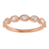 14K Gold Marquise Lab-Grown Diamond Bezel-Set Anniversary Band – 3.5x1.75 mm Stones - Rose Gold - view 3