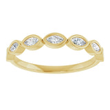 14K Gold Marquise Lab-Grown Diamond Bezel-Set Anniversary Band – 3.5x1.75 mm Stones - Yellow Gold - view 3