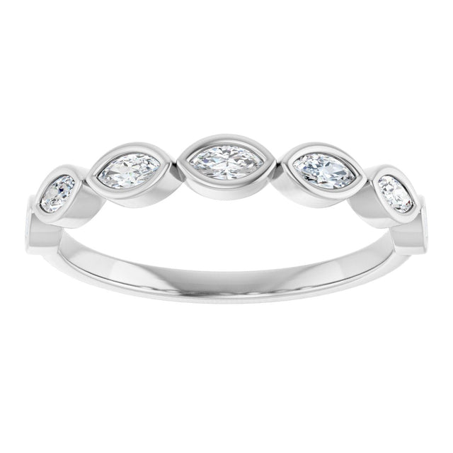 Platinum Marquise Lab-Grown Diamond Bezel-Set Anniversary Band – 3.5x1.75 mm Stones - view 3