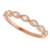 14K Gold Marquise Lab-Grown Diamond Bezel-Set Anniversary Band – 3x1.5 mm Stones - Rose Gold - view 5