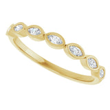 14K Gold Marquise Lab-Grown Diamond Bezel-Set Anniversary Band – 3x1.5 mm Stones - Yellow Gold - view 5