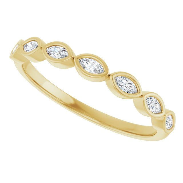 14K Gold Marquise Lab-Grown Diamond Bezel-Set Anniversary Band – 3x1.5 mm Stones - Yellow Gold - view 5