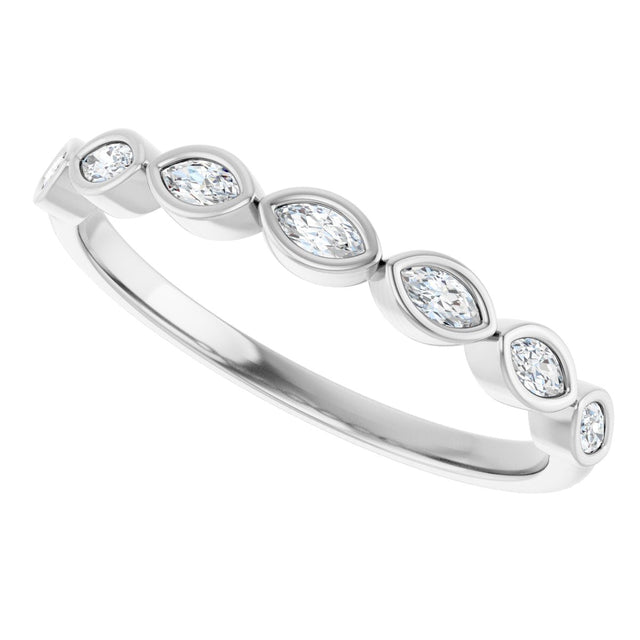 Platinum Marquise Lab-Grown Diamond Bezel-Set Anniversary Band – 3x1.5 mm Stones - view 5