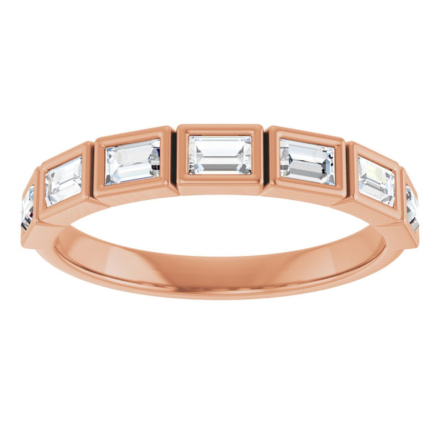 10K Gold Straight Baguette Lab-Grown Diamond Bezel-Set Anniversary Band – 1/2–3/4 CTW - Rose Gold - view 3