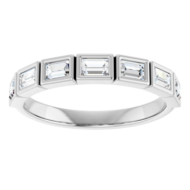 Platinum Straight Baguette Natural Diamond Bezel-Set Anniversary Band – 1/6–3/4 CTW - view 5