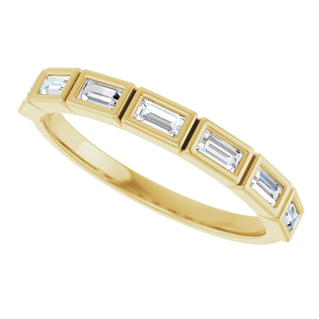 10K Gold Straight Baguette Natural Diamond Bezel-Set Anniversary Band – 1/6–3/8 CTW - Yellow Gold - view 5