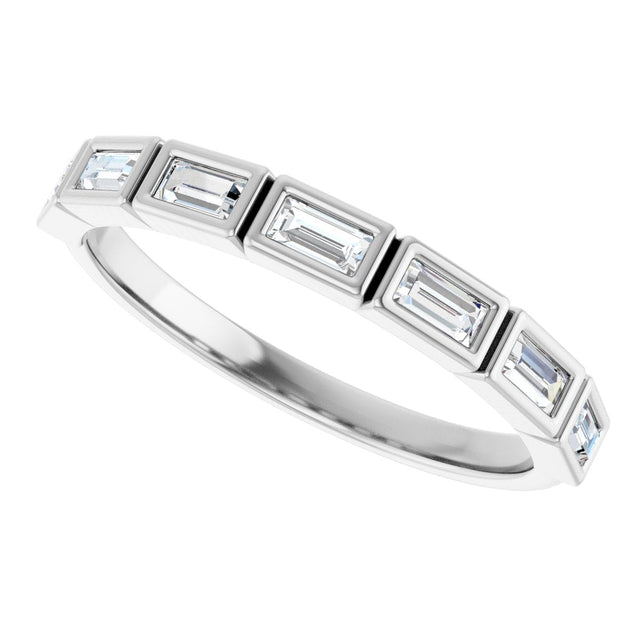 10K Gold Straight Baguette Lab-Grown Diamond Bezel-Set Anniversary Band – 1/6–3/8 CTW - White Gold - view 5