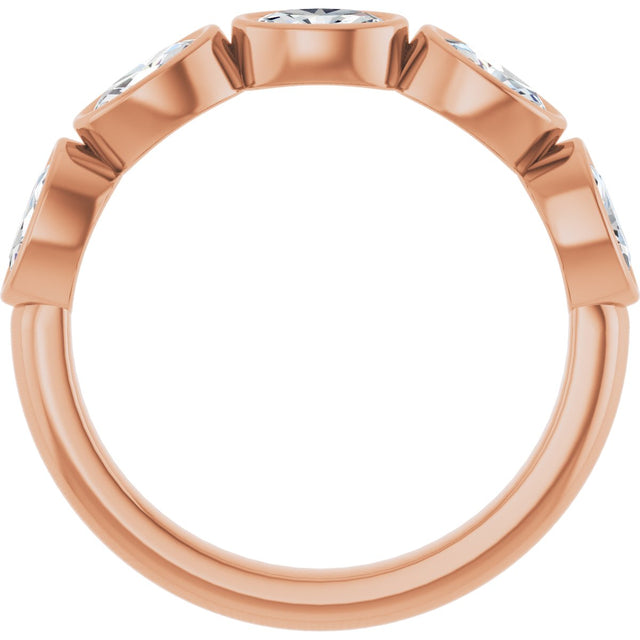 10K Gold Oval Natural Diamond Bezel-Set Anniversary Band – 1 1/3 CTW - Rose Gold - view 2