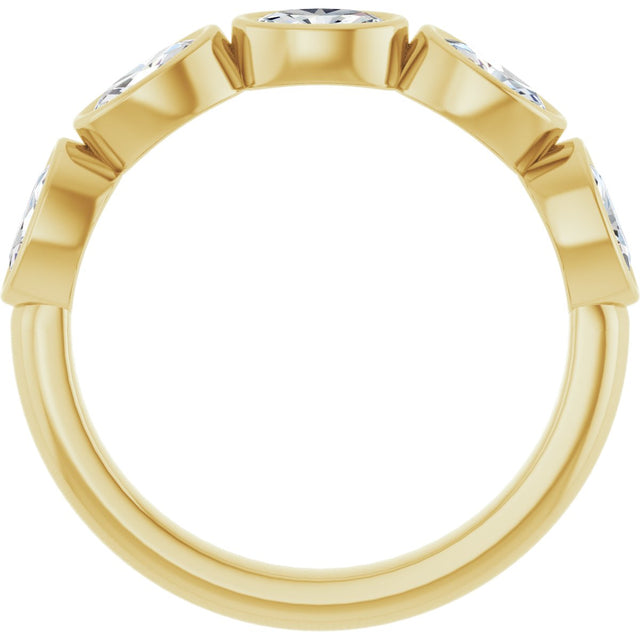 10K Gold Oval Lab-Grown Diamond Bezel-Set Anniversary Band – 1 CTW - Yellow Gold - view 2