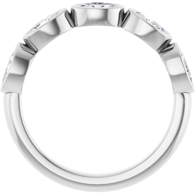 10K Gold Oval Natural Diamond Bezel-Set Anniversary Band – 1 1/3 CTW - White Gold - view 2
