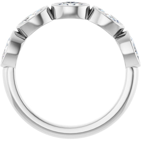 Platinum Oval Natural Diamond Bezel-Set Anniversary Band – 1 1/4 CTW - view 2