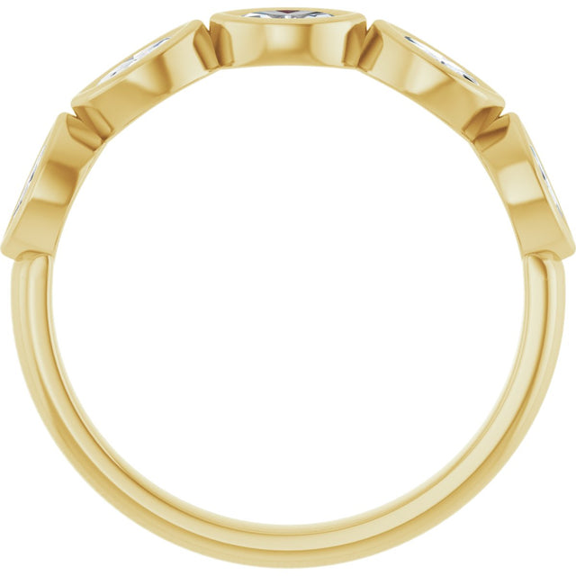 14K Gold Marquise Lab-Grown Diamond Bezel-Set Anniversary Band – 4.3x2.25 mm Stones - Yellow Gold - view 2