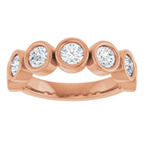 10K Gold Round Lab-Grown Diamond Bezel-Set Anniversary Band – 1–1 1/3 CTW - Rose Gold - view 3