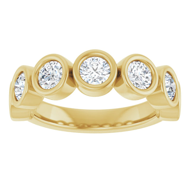 10K Gold Round Natural Diamond Bezel-Set Anniversary Band – 1–1 1/2 CTW - Yellow Gold - view 3