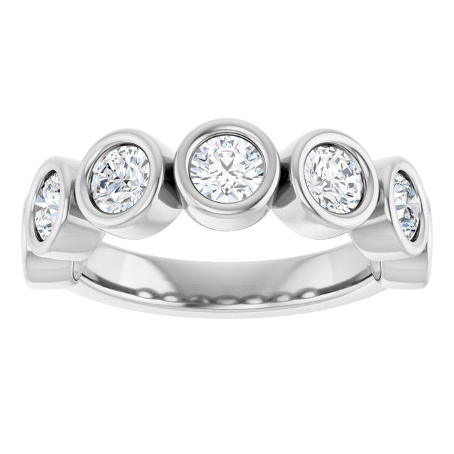 Platinum Round Natural Diamond Bezel-Set Anniversary Band – .07–1 1/2 CTW - view 3
