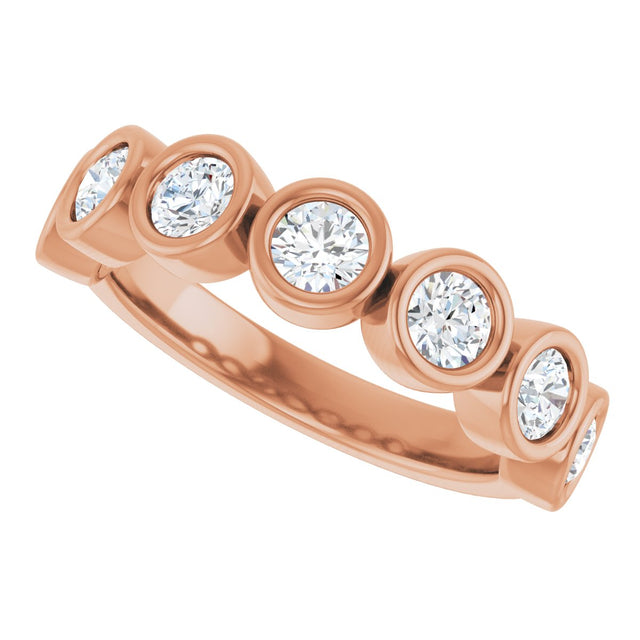 10K Gold Round Lab-Grown Diamond Bezel-Set Anniversary Band – 1–1 1/3 CTW - Rose Gold - view 5