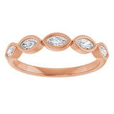 14K Gold Marquise Lab-Grown Diamond Bezel-Set Anniversary Band – 4x2 mm Stones - Rose Gold - view 3