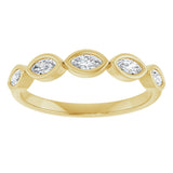 14K Gold Marquise Lab-Grown Diamond Bezel-Set Anniversary Band – 4x2 mm Stones - Yellow Gold - view 3